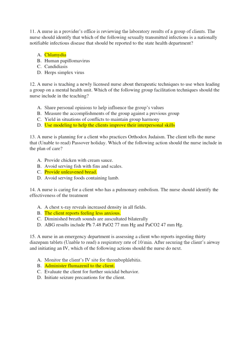 RN Comprehensive Predictor 2019 Form A, B, C, 2016 Test C, ATI Compr.Exit Final, and RN Exit New Exam