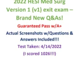 2022 HESI Med Surg Exit Exam (V1 Version 1) Brand New Q&As + Screenshots (all 55 pics included) Guaranteed A+