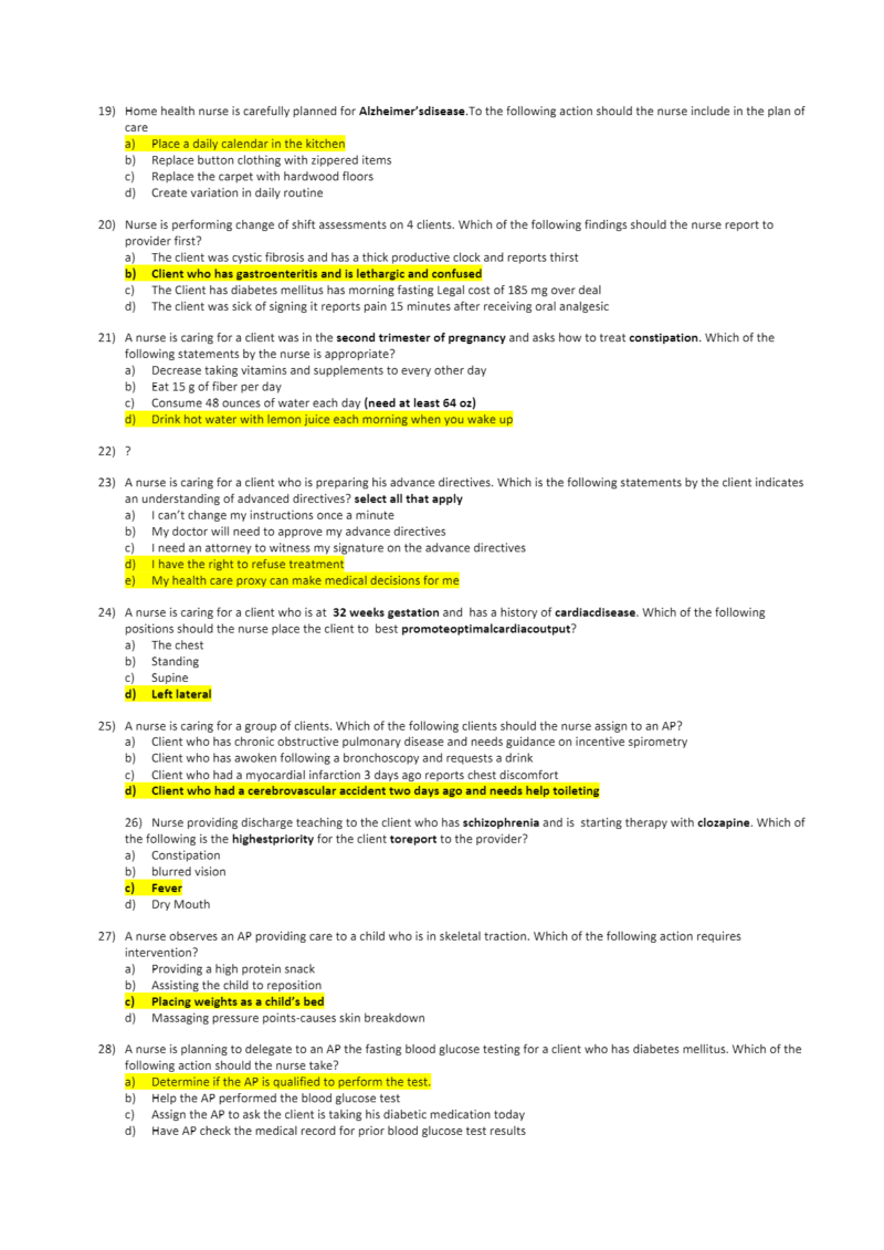 ATI RN COMPREHENSIVE PREDICTOR EXAM (31 VERSIONS, LATEST- 2021) (5000 + Q & A)