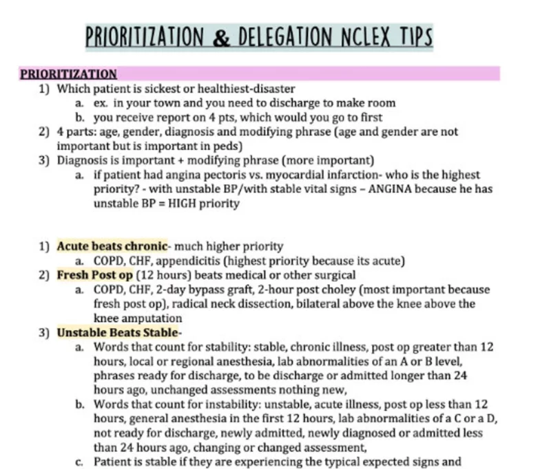 NCLEX Prioritization and Delegation Study Guide